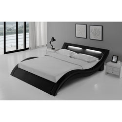 Cadre de lit avec LED 160 x 200 cm en PU noir JULIA