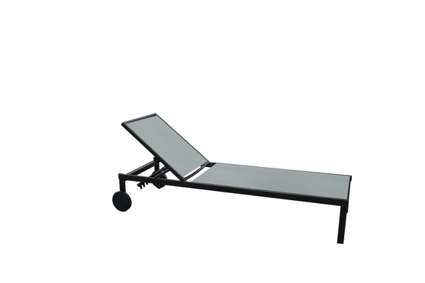 Transats inclinable avec roulettes en aluminium gris CABRO