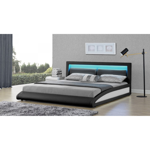 Cadre de lit avec LED 160 x 200 cm en PU noir TITA