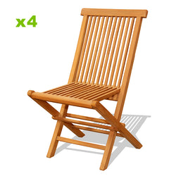 Lot de 4 chaises pliantes jardin teck massif huilé