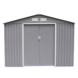 Abri de jardin 8,84 m² en acier anti-corrosion gris BOLTON
