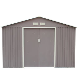 Abri de jardin 10,85 m² en acier anti-corrosion gris BOLTON
