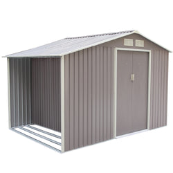 Abri de jardin avec abri bûches 8,72 m² en acier gris TYRELL