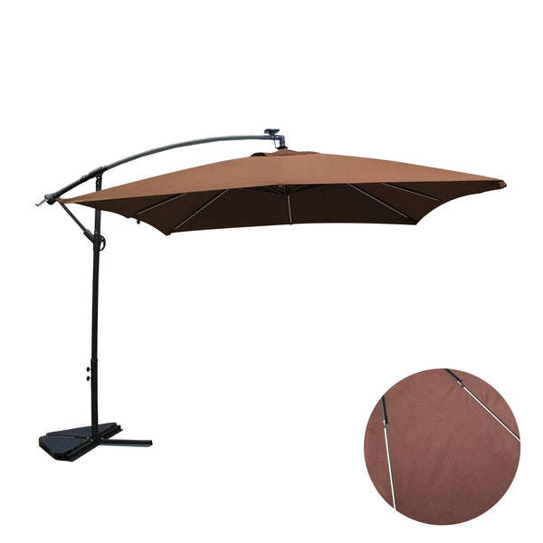 Parasol Néon LED déporté 3x3m chocolat DAVAGNA