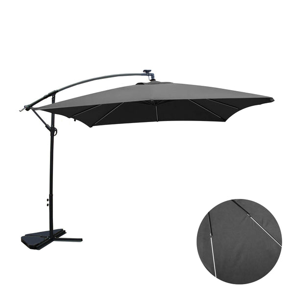 Parasol Néon LED déporté 3x3m gris DAVAGNA
