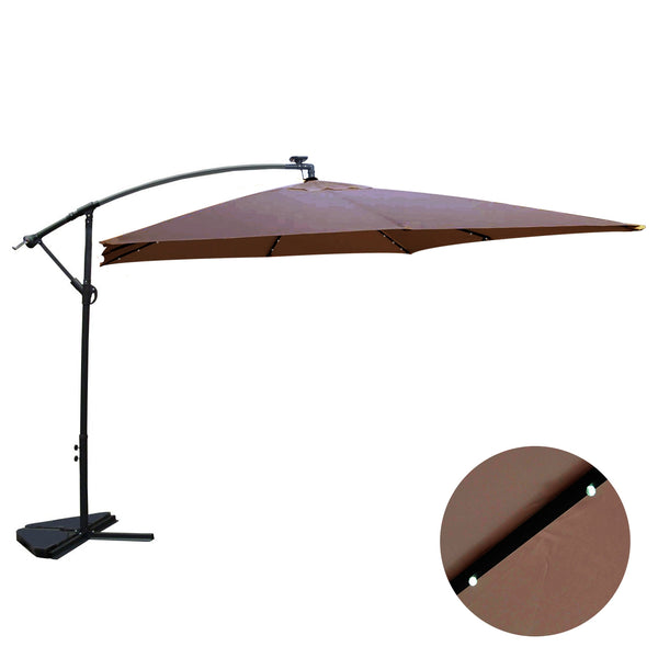 Parasol Bulle LED déporté 3 x 3 m chocolat DAVAGNA