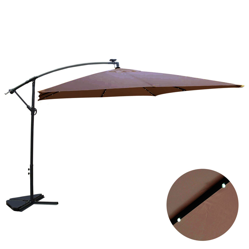 Parasol Bulle LED déporté 3 x 3 m chocolat DAVAGNA