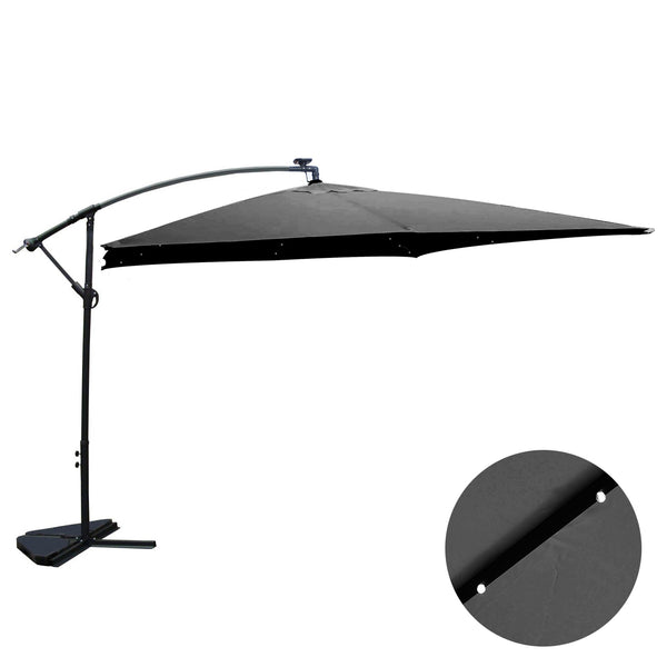 Parasol Bulle LED déporté carré 3x3m gris DAVAGNA