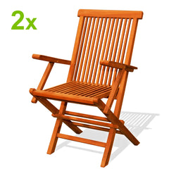 Lot de 2 fauteuils pliants en teck massif huilé NARRA