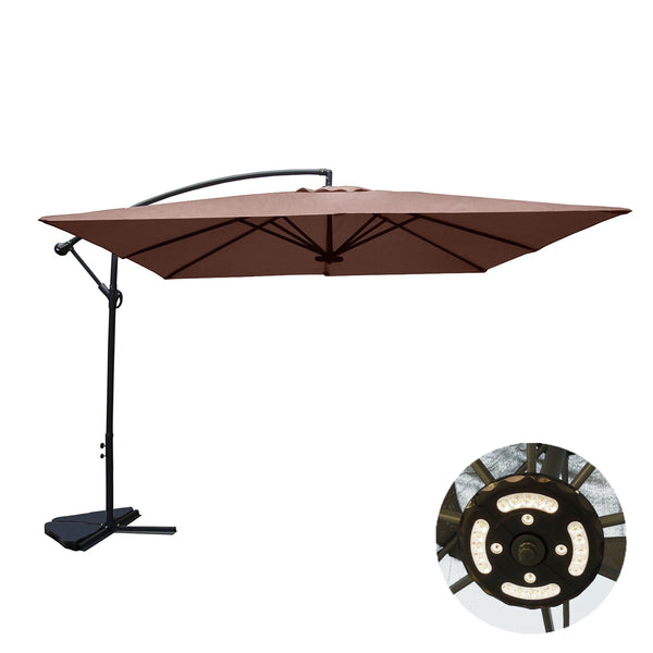 Parasol LED déporté carré 3x3m chocolat DAVAGNA