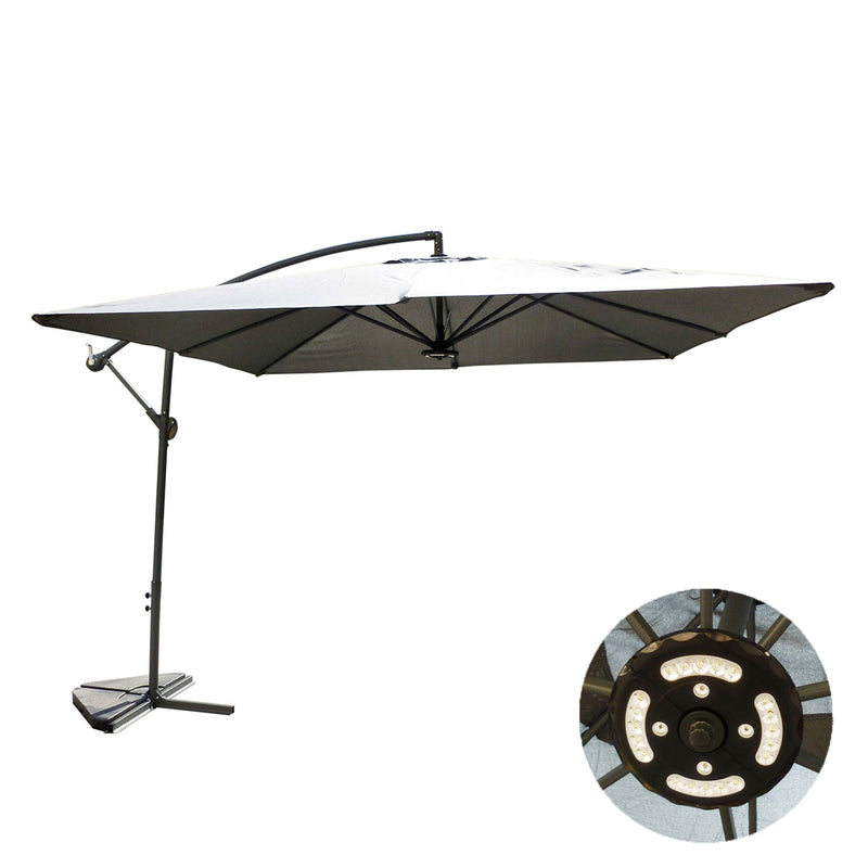 Parasol LED déporté carré 3x3m gris DAVAGNA