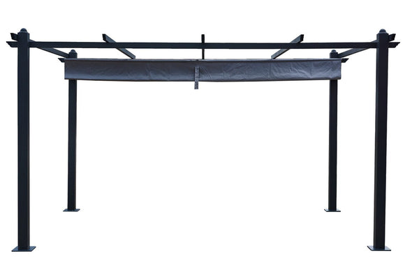 Pergola auto-portée 3 x 4 m avec toile rétractable grise DIAZ