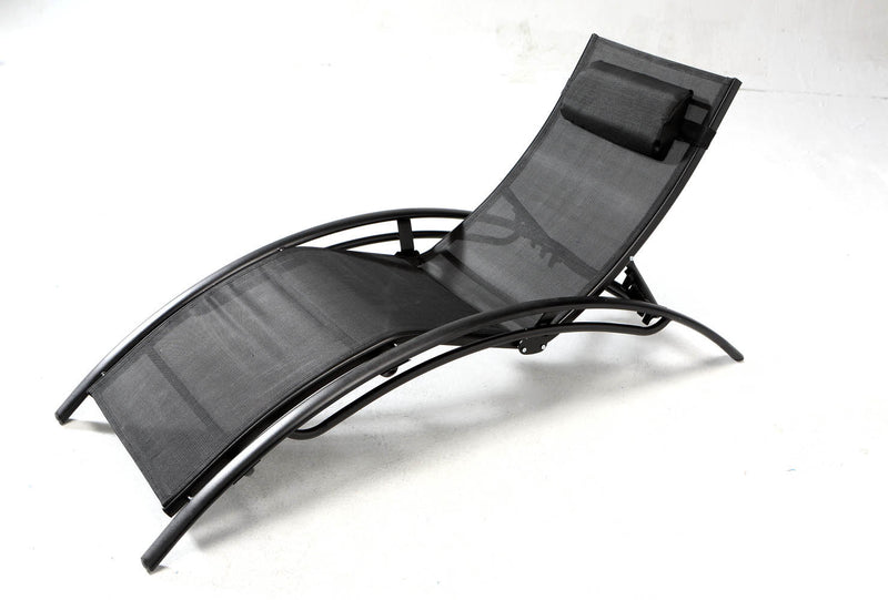 Lot de 2 transats ajustables avec pieds en acier noir VERGARA