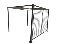 Pergola 3 x 3 m 4 toiles coulissantes gris et taupe TOKELAU