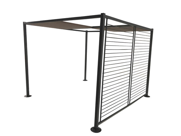 Pergola 3 x 3 m 4 toiles coulissantes gris et taupe TOKELAU