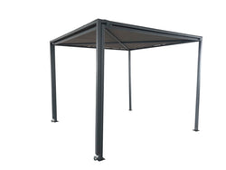 Pergola coulissante avec roues 5,5 x 2,5 m gris et taupe KIRIBATI