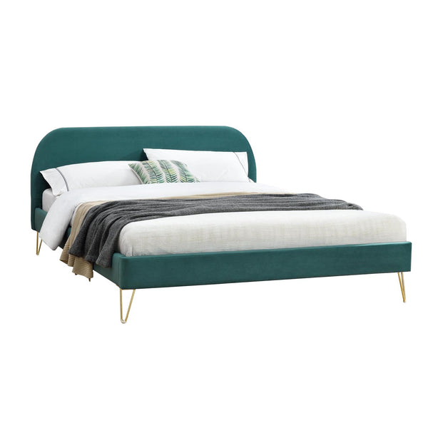 Structure de lit 140 x 190 cm en velours et laiton vert GARBERA