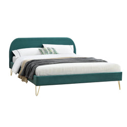 Structure de lit 160 x 200 cm en velours et laiton vert GARBERA