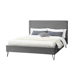 Structure de lit 160 x 200 cm en velours gris et noir MALARD