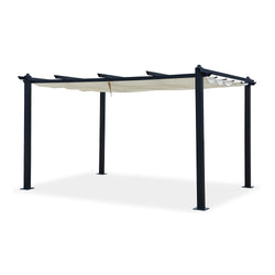 Pergola auto-portée 3 x 4 m avec toile rétractable beige DIAZ