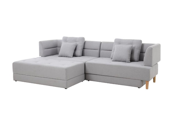 Canapé multifonction 4 places en tissu gris clair COLIN