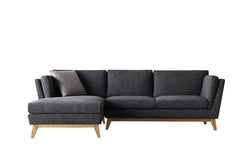 Canapé 3 places méridienne à gauche en tissu gris foncé OSBY