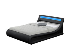 Structure de lit LED avec rangements 140 x 190 cm noir CHANA