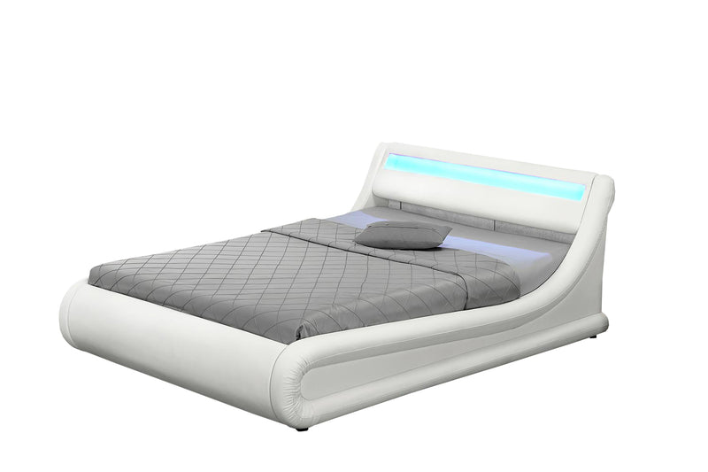 Structure de lit LED avec rangements 160 x 200 cm blanc CHANA