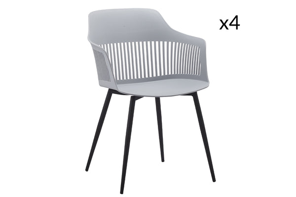 Lot de 4 chaises avec accoudoirs gris KYLE