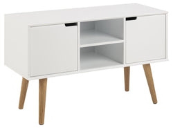 Buffet scandinave blanc avec 2 placards ALENA