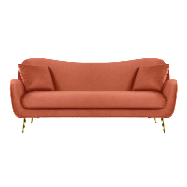 Canapé 3 places en velours rose corail LENA