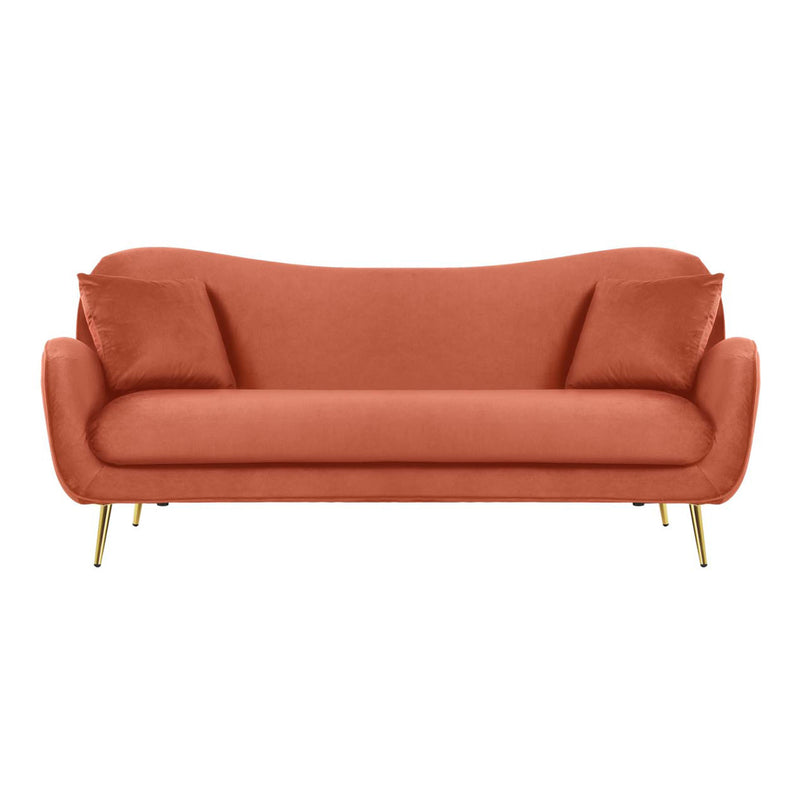 Canapé 3 places en velours rose corail LENA
