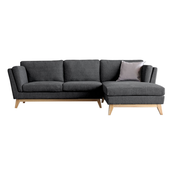 Canapé 3 places méridienne à droite en tissu gris foncé OSBY