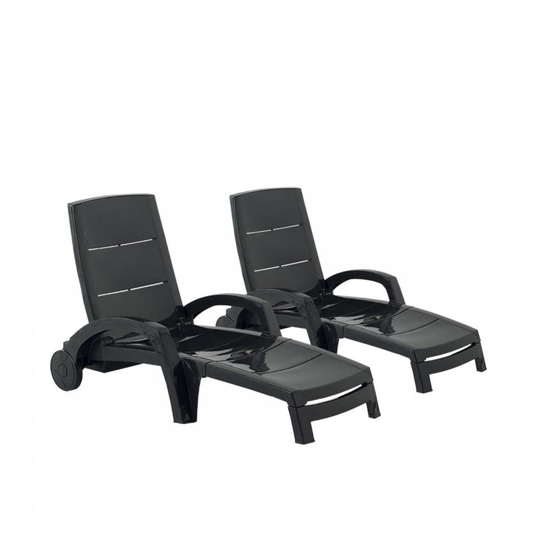 Lot de 2 bains de soleil anthracite LUNGO