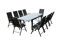 Table de jardin et 10 chaises en aluminium gris BAFFADI