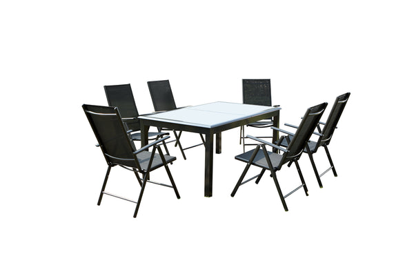 Table de jardin et 6 chaises en aluminium gris BAFFADI