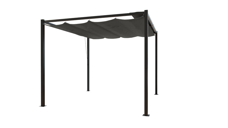 Pergola autoportante 3 x 3 m en acier avec toile grise MEDELIN