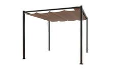 Pergola autoportante 3 x 3 m en acier avec toile taupe MEDELIN