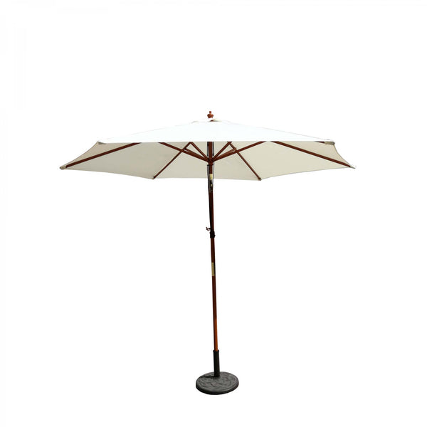 Parasol droit et inclinable en bois Ø 3m écru DANINE