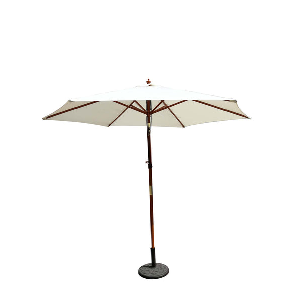 Parasol droit et inclinable en bois Ø 3m écru DANINE
