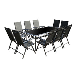 Table de jardin et 10 chaises en aluminium BARATHE