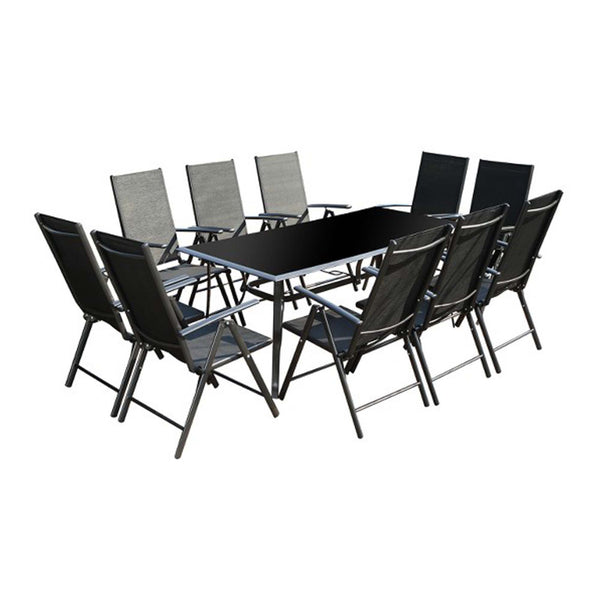 Table de jardin et 10 chaises en aluminium BARATHE