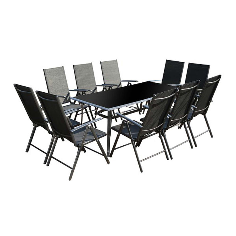 Table de jardin et 10 chaises en aluminium BARATHE