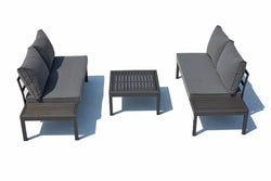Salon de jardin 4 places en aluminium et acier gris foncé IMMA