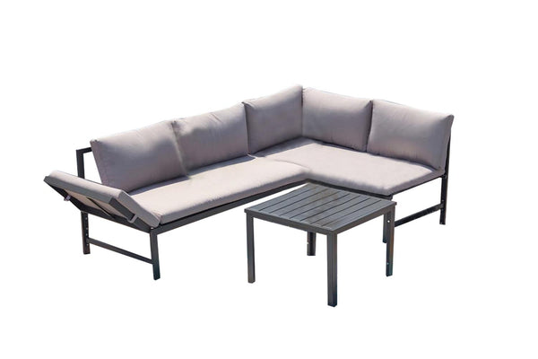 Salon de jardin bas 4 places gris clair TEHORA