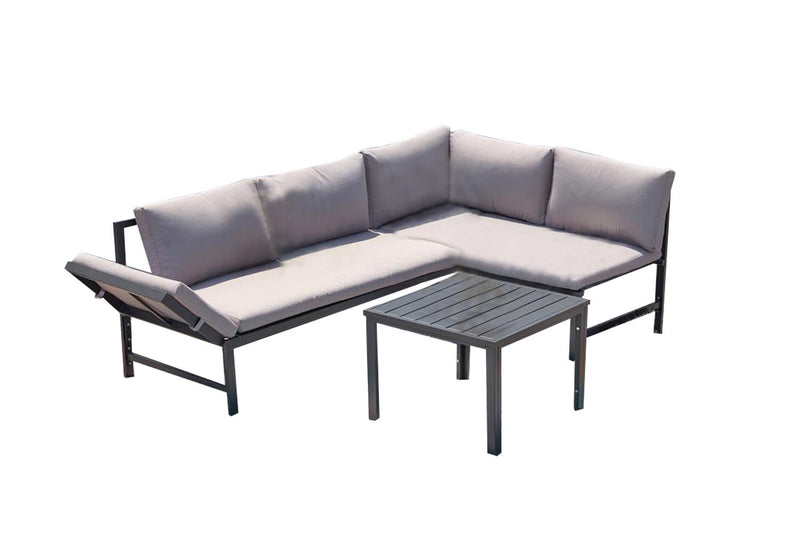 Salon de jardin bas 4 places gris clair TEHORA