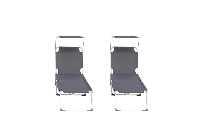 Lot de 2 transats noirs avec pare soleil PAPOU