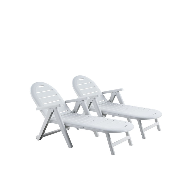 Lot de 2 bains de soleil blanc HENDAY
