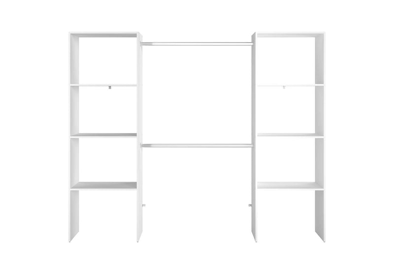 Dressing blanc 6 étagères, 2 penderies 220 x 40 x 180 cm MATIGNON