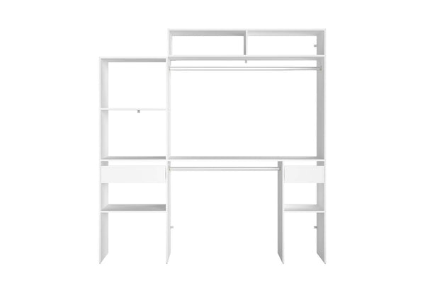 Dressing blanc extensible avec 2 penderies, 4 étagères et un tiroir MATIGNON